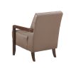Modern Style Accent Chair Brown Leather Upholstered Tufted Detail Walnut Finish Wood Furniture 1pc