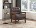 Modern Style Accent Chair Dark Brown Leather Upholstered Tufted Detail Walnut Finish Wood Furniture 1pc