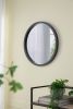 20" x 20" Circle Wall Mirror with Wooden Frame and Black Finish, Wall Mirror for Living Room, Dining Room, Foyer, Bathroom, Office