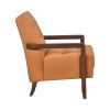Modern Style Accent Chair Orange Leather Upholstered Tufted Detail Walnut Finish Wood Furniture 1pc
