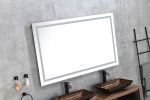 60*36 LED Lighted Bathroom Wall Mounted Mirror with High Lumen+Anti-Fog Separately Control+Dimmer Function