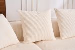 LingYu023White Compression Sofa, Memory Foam 3-Seater Sofa, No Installation & Easy to Transport, Deep Seat Modern Sofa with Corduroy Fabric