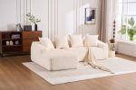 LingYu023White Compression Sofa, Memory Foam 3-Seater Sofa, No Installation & Easy to Transport, Deep Seat Modern Sofa with Corduroy Fabric