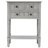TREXM Narrow Console Table, Slim Sofa Table with Three Storage Drawers and Bottom Shelf for Living Room, Easy Assembly (Gray Wash)