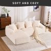 LingYu023White Compression Sofa, Memory Foam 3-Seater Sofa, No Installation & Easy to Transport, Deep Seat Modern Sofa with Corduroy Fabric