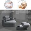 [Video] Welike Swivel Accent Barrel Modern Dark Grey Sofa Lounge Club Big Round Chair with Storage Ottoman Linen Fabric for Living Room Hotel with Pil