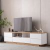 Modern TV stand for TVs up to 80'' , Media Console with Multi-Functional Storage, Entertainment Center with Door Rebound Device
