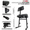 5 CORE Piano Bench Height Adjustable Keyboard Stool Stool Heavy Duty Thick Padded Cushioned Seat with Backrest - PNB B-REST BLK