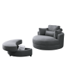 [Video] Welike Swivel Accent Barrel Modern Dark Grey Sofa Lounge Club Big Round Chair with Storage Ottoman Linen Fabric for Living Room Hotel with Pil