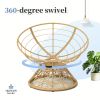 40" Ergonomic Wicker Chair with Cloud Thick Density Fabric Cushion,3-proof Cover,High Capacity Iron Frame,Fluid 360 Degree Swivel for Reading