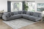 1pc Modern Living Room Furniture Modular Armless Chair Plush Gray Corduroy Fabric Upholstery Plywood Frame, Matching Pillow