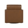 Luxurious Brown Swivel Chair Breathable Faux Leather Upholstered Channel Stitched Back Living Room Furniture 1pc