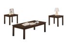 Walnut / Brown Color Elegant 3pc Coffee Table Set 1x Coffee Table and 2x End Tables Living Room Furniture