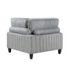 6pc Modular Sectional Set Gray Corduroy Upholstery 2x Armless Chairs 2x Corner Seats 2x Ottomans Pillows Living Room Furniture
