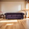 Luxurious 3-Seater Purple Velvet Sofa, Featuring a Classic Design with Modern Elegance, Perfect for Adding Sophistication and Style to Any Living Room