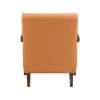 Modern Style Accent Chair Orange Leather Upholstered Tufted Detail Walnut Finish Wood Furniture 1pc