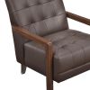 Modern Style Accent Chair Dark Brown Leather Upholstered Tufted Detail Walnut Finish Wood Furniture 1pc