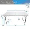 Techni Home 4 FT Granite White Adjustable Height Folding Table with Easy-Carry Handle
