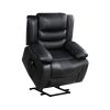 Modern Living room Furniture 1pc Power Lift Chair Faux Leather Upholstery Black Power Recliner Chair