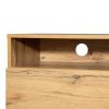 Modern TV Stand for 80'' TV with Double Storage Space, Media Console Table, Entertainment Center with Drop Down Door for Living Room, Bedroom