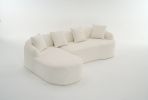 LingYu022White Compression Sofa, Memory Foam 3-Seater Sofa, No Installation & Easy to Transport, Deep Seat Modern Sofa with Chenille Fabric