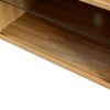 54.33" Rattan TV cabinet with variable color light strip, double sliding doors for storage, adjustable shelf, metal legs, TV console for living room