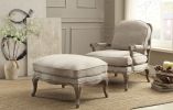 Formal Luxury Accent Chair Plush Cushion Seat and Back Carving Solid Wood Textured Fabric Upholstered Furniture 1pc