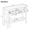 TREXM Rustic Console Table with Open Shelf, Rubber Wood Legs, Ideal for Entryways, Living Rooms, and Hallways (White)