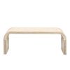 TREXM Minimalist Coffee Table with Curved Art Deco Design for Living Room or Dining Room(Natural Wood Wash)