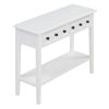 TREXM Rustic Console Table with Open Shelf, Rubber Wood Legs, Ideal for Entryways, Living Rooms, and Hallways (White)