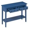 TREXM Rustic Console Table with Open Shelf, Rubber Wood Legs, Ideal for Entryways, Living Rooms, and Hallways (Navy)