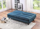Casual Living Room Furniture 1pc Elegant Lounger Blue Textured Fabric Upholstered Sleeper Sofa Multifunctional