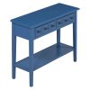 TREXM Rustic Console Table with Open Shelf, Rubber Wood Legs, Ideal for Entryways, Living Rooms, and Hallways (Navy)