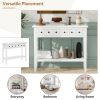 TREXM Rustic Console Table with Open Shelf, Rubber Wood Legs, Ideal for Entryways, Living Rooms, and Hallways (White)