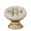 40" Ergonomic Wicker Chair with Cloud Thick Density Fabric Cushion,3-proof Cover,High Capacity Iron Frame,Fluid 360 Degree Swivel for Reading