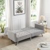 Sofa Bed Convertible Folding Light Grey Lounge Couch Loveseat Sleeper Sofa Armrests Living Room Bedroom Apartment Reading Room