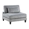 6pc Modular Sectional Set Gray Corduroy Upholstery 2x Armless Chairs 2x Corner Seats 2x Ottomans Pillows Living Room Furniture