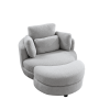 39"W Oversized Swivel Chair with moon storage ottoman for Living Room