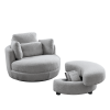 39"W Oversized Swivel Chair with moon storage ottoman for Living Room