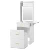 Small Vanity Desk with Mirror and Light, Dressing Table with Charging Station & Fold-up Panel for Small Space