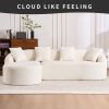 LingYu022White Compression Sofa, Memory Foam 3-Seater Sofa, No Installation & Easy to Transport, Deep Seat Modern Sofa with Chenille Fabric