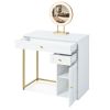 31.5" Makeup Vanity Desk with Lighted Mirror, Luxury Dressing Table with 2 Drawers and 1 Cabinet, 3 Lighting Modes Available for Bedroom, White-Gold