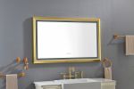 48 in. W x 30 in. H Oversized Rectangular Gold Framed LED Mirror Anti-Fog Dimmable Wall Mount Bathroom Vanity Mirror Wall Mirror Kit For Gym And Dance