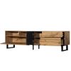 Modern TV Stand for 80'' TV with Double Storage Space, Media Console Table, Entertainment Center with Drop Down Door for Living Room, Bedroom