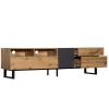 Modern TV Stand for 80'' TV with Double Storage Space, Media Console Table, Entertainment Center with Drop Down Door for Living Room, Bedroom