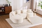 LingYu022White Compression Sofa, Memory Foam 3-Seater Sofa, No Installation & Easy to Transport, Deep Seat Modern Sofa with Chenille Fabric