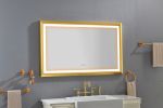 48 in. W x 30 in. H Oversized Rectangular Gold Framed LED Mirror Anti-Fog Dimmable Wall Mount Bathroom Vanity Mirror Wall Mirror Kit For Gym And Dance
