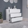 Austin Three Drawer Dresser; Pull Out Mechanism-White
