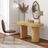Jesse 55.5" Single Drawer Oval Computer Desk, Warm Natural Brown Burl Wood