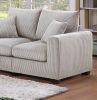 Classic Living Room 2pc Sofa Set Ivory Corduroy Sofa And Loveseat w Pillows Square Arms Plush Couch